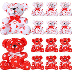 12 Pieces Plush Bear Toys 4 Inch Mini Stuffed Animals White And Red Plush Stuffed Love Bears With Hearts Pattern For Wedding Anniversary Birthday Party Favors Gifts