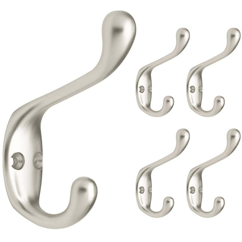 Franklin Brass Heavy Duty Coat And Hat Hook Wall Hooks 3 Inches, 5-Pack, Matte N