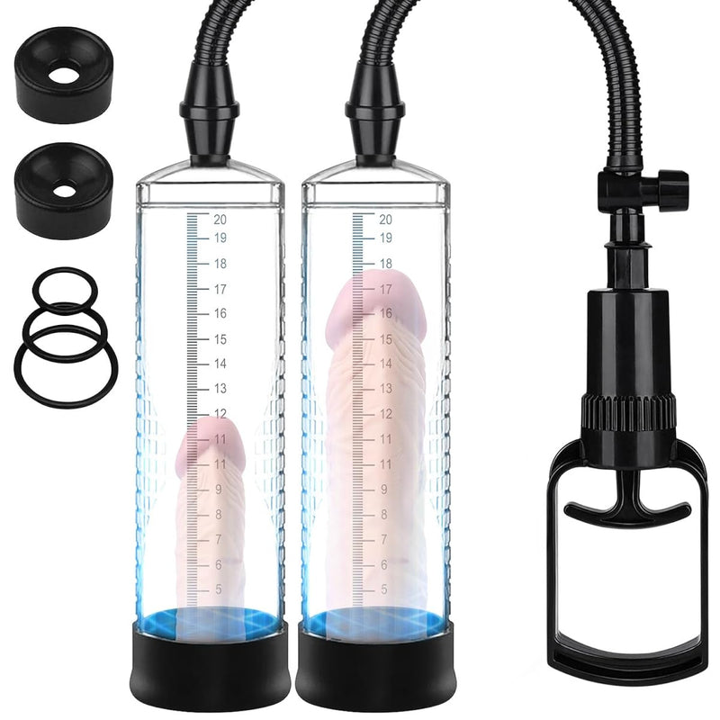 Penis Pump With 3 Penis Ring, Penis Extender For Male Erection & Enhancement, Penispumps For Men Enlargement Pump For Men Couple Stronger Bigger Erection, Male Sex Toys Manual Penis Vacuum