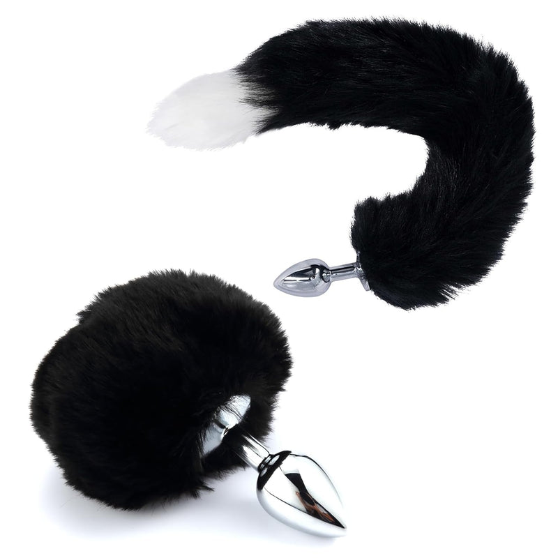 2Pcs/Sex Fox Tail Anal Sex Toys Butt Plugs Anal Plug Sex Toys For Women Man Adult Couples Anal Toys Adult Sex Toys For Couple Anal Training(Black)