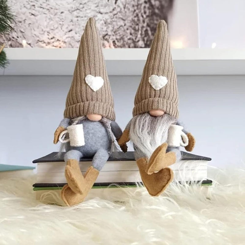 2 Pcs Gnomes Plush Bar Decor, Handmade Swedish Tomte Gifts Farmhouse Scandinav