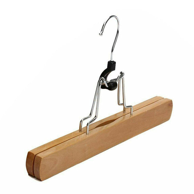 Wooden Pants Hangers With Clips, Adjustable Clips, Trouser Hangers, Clothes Coat