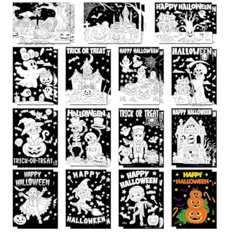 Halloween Coloring Posters DIY Crafts Bulk Pack of 30 Pieces