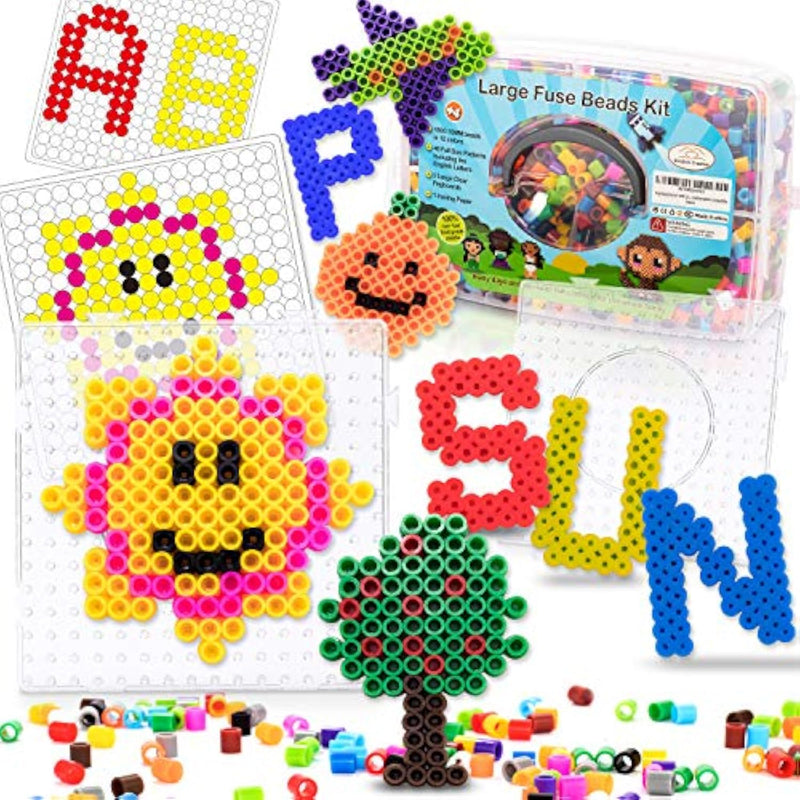Large 10mm Iron Beads Kit for Kids - 1500 Beads with Pegboards and Patterns