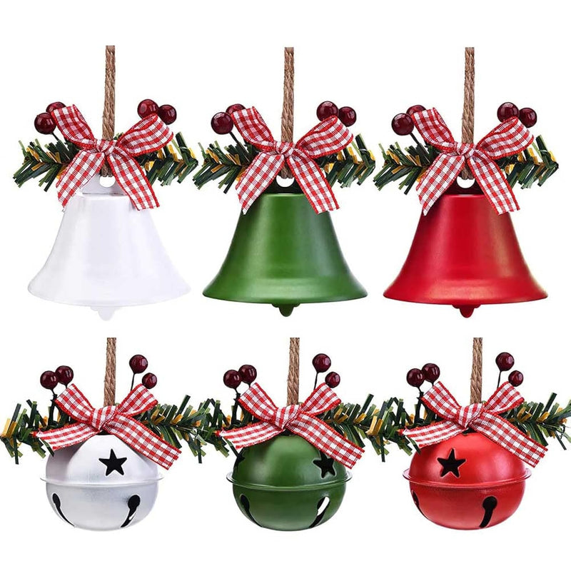 6 Pcs Christmas Bell Ornaments Metal Christmas Tree Jingle Bells Xmas Tree Han
