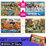 4Set Puzzles For Kids Ages 4-6 - 36 Pcs Wooden Realistic Montessori Puzzles Ages 3-5 - Polar & Tropical Regions, Yellowstone & Australian Animals Learning Games For Boys And Girls 4-8 Year Old