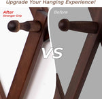 Hat Rack for Wall, Expandable Wall Hat Holder with 16 Hooks, 16-inch Wooden Wall Hat Rack for Hat, Baseball Caps,Cowboy Hat, Bag,Hoodie(Brown)