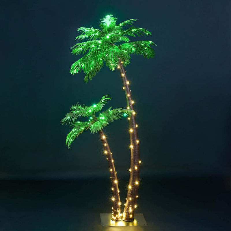 Artificial Lighted Palm Tree 4Ft&6Ft Decor, 184Led For Outside Patio Home Part