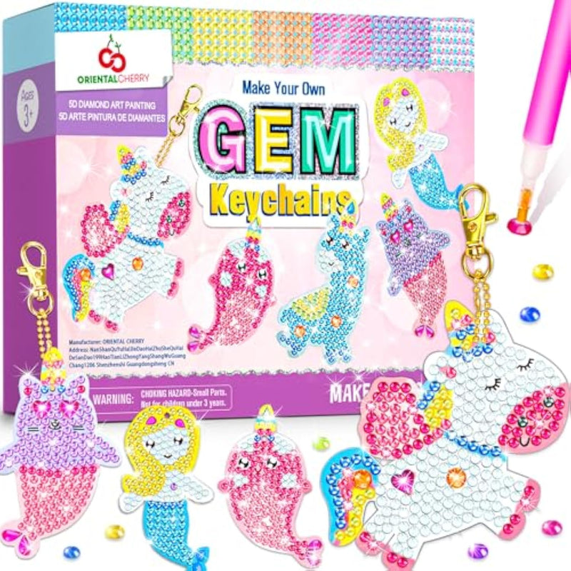 Make Your Own GEM Keychains for Girls - Arts and Crafts for Kids Ages 8-12