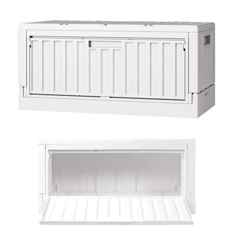 45L Stackable Foldable Bins For Storage, Collapsible Storage Bins W/Lids Side-Op