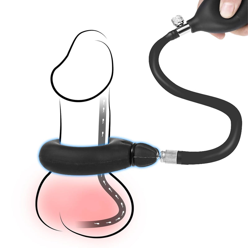 Inflatable Testicle Toys Silicone Cock And Ball Torture Adjustable Cock And Ball Ring Inflatable Testicle Penis Gag Detachable Cock Ring Penis Rings Bdsm Toys Adult Sex Toy For Men Gay Beginners