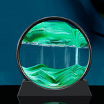 Dynamic 3D Deep Sea Landscape Sand Art in Motion, 7 Inch Round Glass Desktop Decor