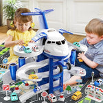 Airplane Toys For Toddlers 3-5 - Car Race Tracks For Kids Ages 4-8 With 8 Small Car Toys, Educational Toys For Kids Ages 4-8, Birthday Gifts For Boys 3-5, Birthday Gifts For Boys Girls 4-7
