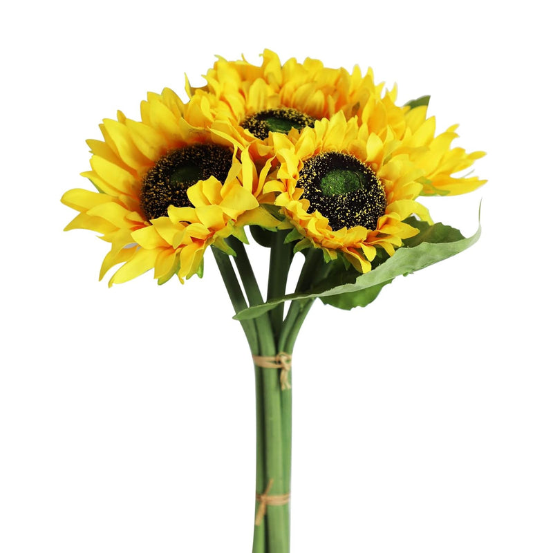 Artificial Sunflower 6Pcs Fake Sunflowers Realistic Silk Sunflower Bouquet Wit