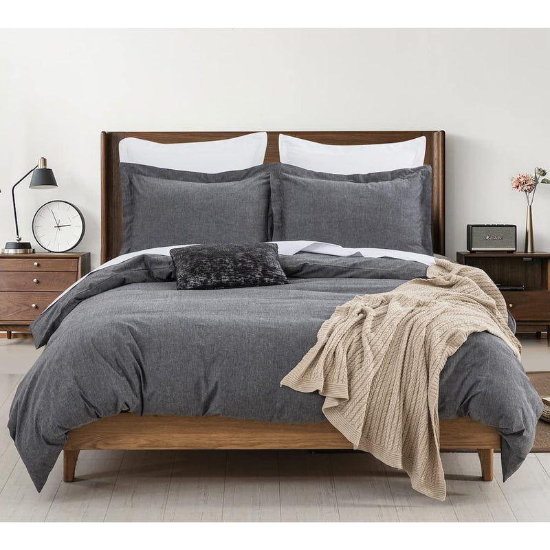 Duvet Cover Set (Cal. King 104"X96" Cover + 2 Pillowcases), Charcoal Washed Co