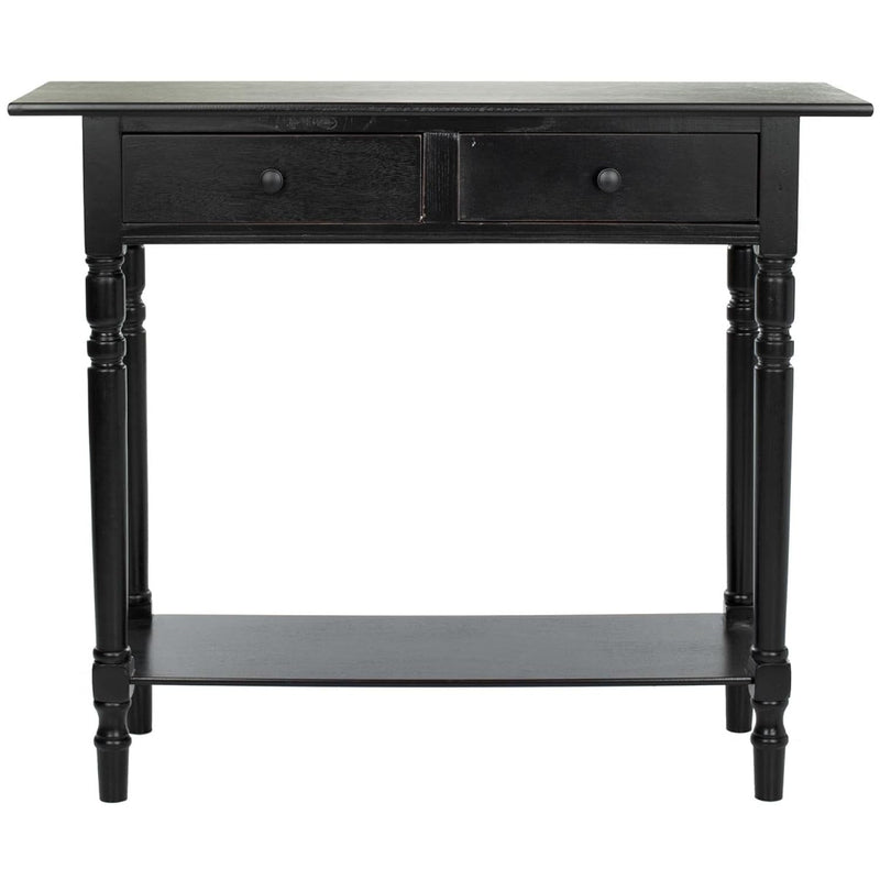 American Homes Collection Rosemary Distressed Black Console Table