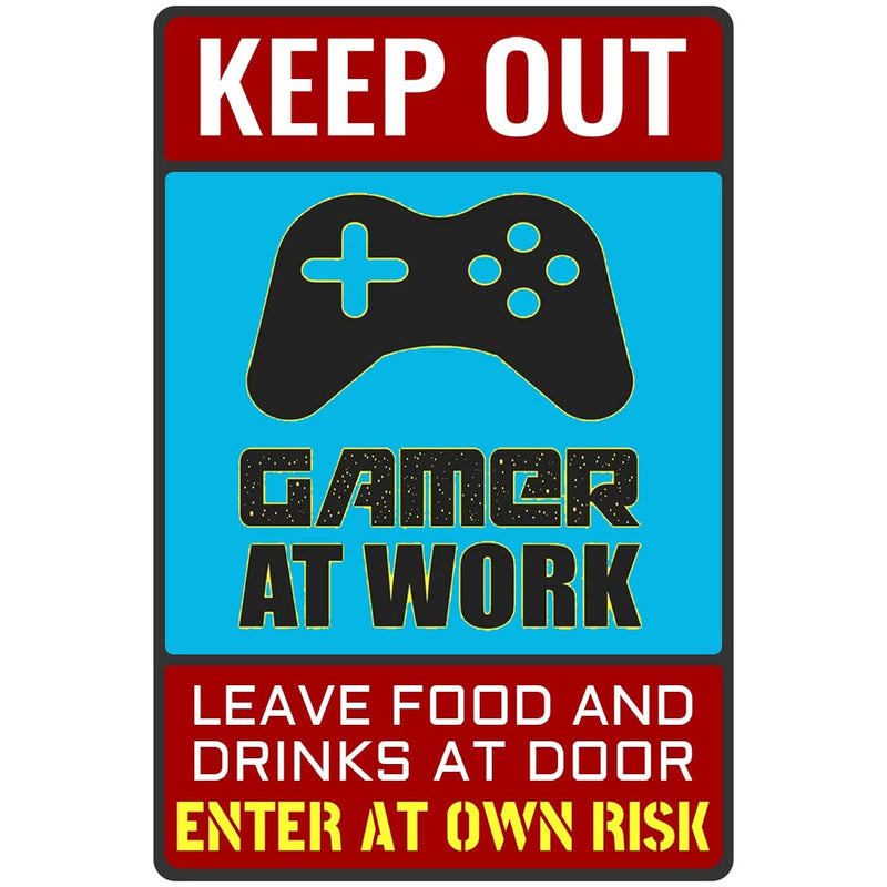 Keep Out Gamer At Work - Funny Gamer Sign For Gaming Room Wall Door Decor - Gi