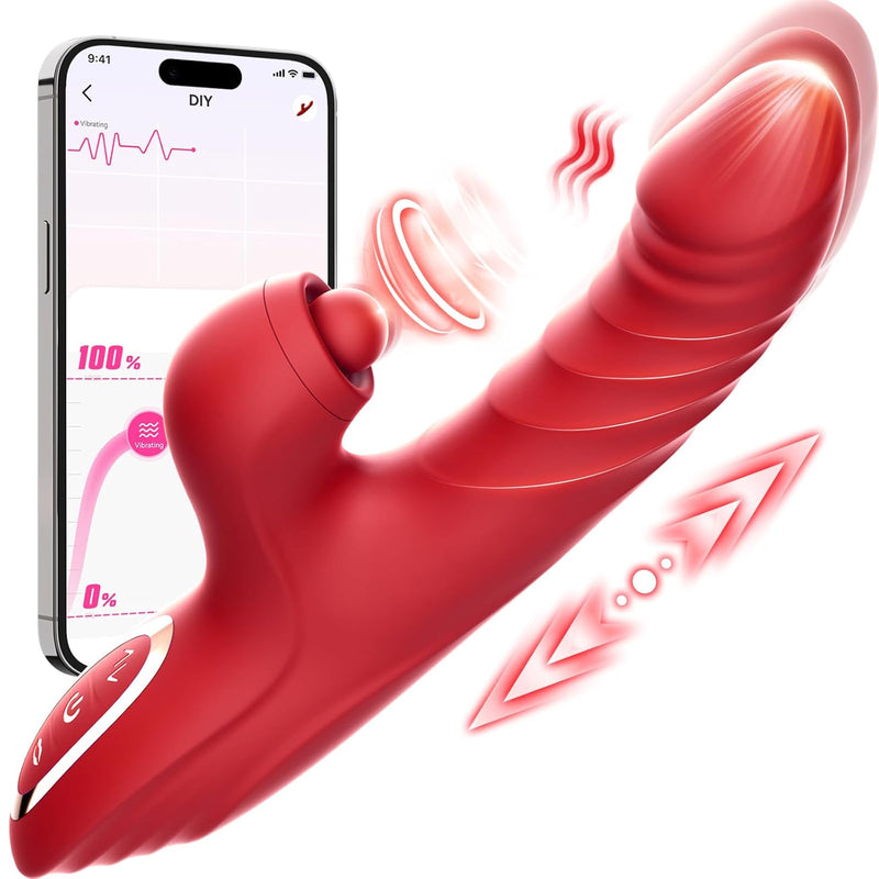 Vibrator Thrusting Dildo For Women - G Spot Vibrator Clitoral Stimulator Sex Toys Thrusting Vibrator With 10 Vibration 7 Thrust Mode With Licking, Rabbit Vibrators Adult Sex Toy For Women And Couple