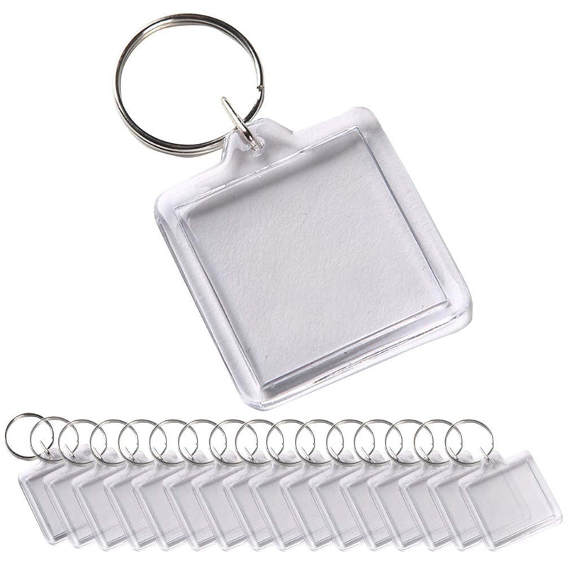 25Pcs Clear Square Acrylic Photo Frame Blank Diy Photo Insert Key Chains For P