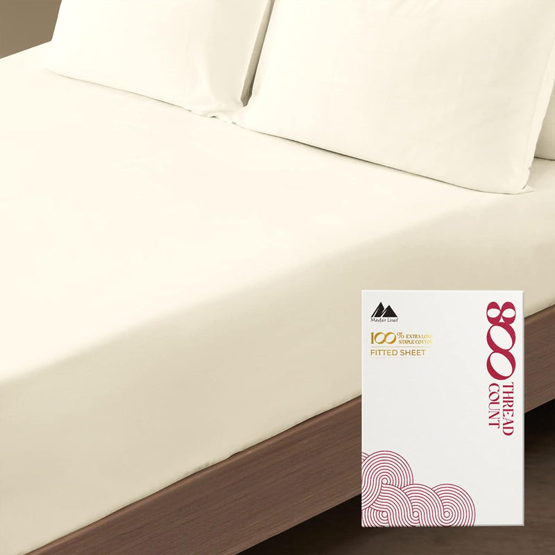 Premium Hotel Quality 1-Pc Cotton Fitted Sheet, Luxury Softest 800 Thread Coun