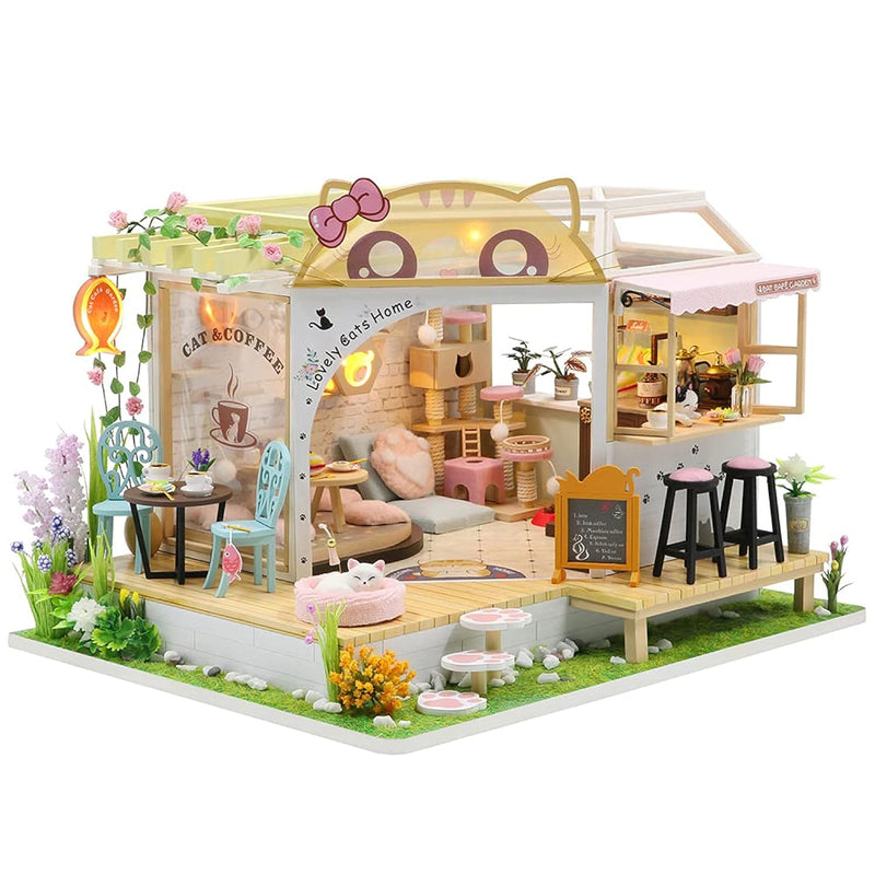 Dollhouse Miniature With Furniture, Diy Wooden Dollhouse Kit Plus Dust Proo