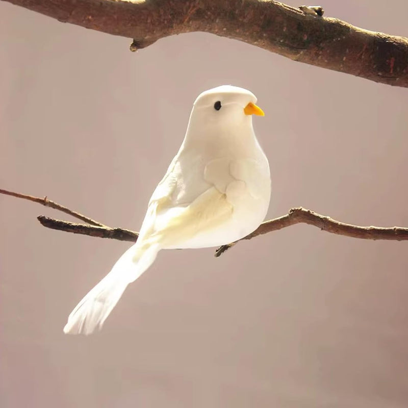 6Pcs Artificial Doves White Foam Birds With Feather For Weding Party, Christma