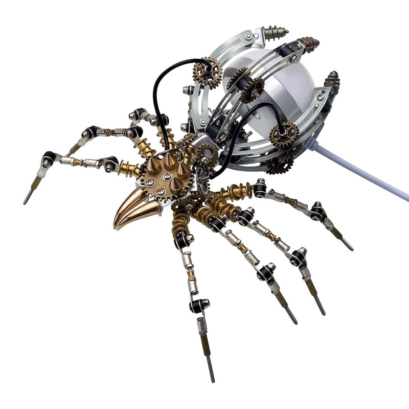 3D Metal Puzzle Spider With Lamp For Adults, Assembly 3D Metal Model With Tool
