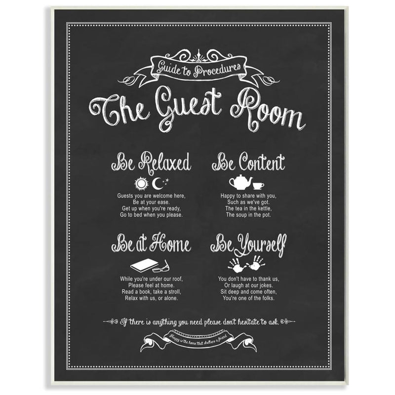 The Guest Room Guide Wall Plaque, 10 X 15, Design By Artist Lettered And Lined