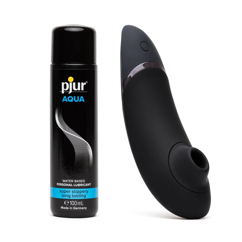 Next Black 3D Pleasure Air Clitoris Stimualtor & Pjur Aqua Water Based Personal Lubricant 3.4 Fl Oz - Female Sex Toys Bundle
