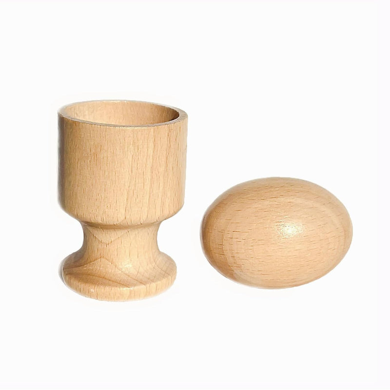 Montessori Materials Wooden Egg With Cup For Toddler Toy