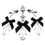 Luxury Stainless Steel Metal Anal Trainer Jewel Butt Plug Non-Piercing Nipple Clamp Set Sm Small Bell Adult Anal Plugs