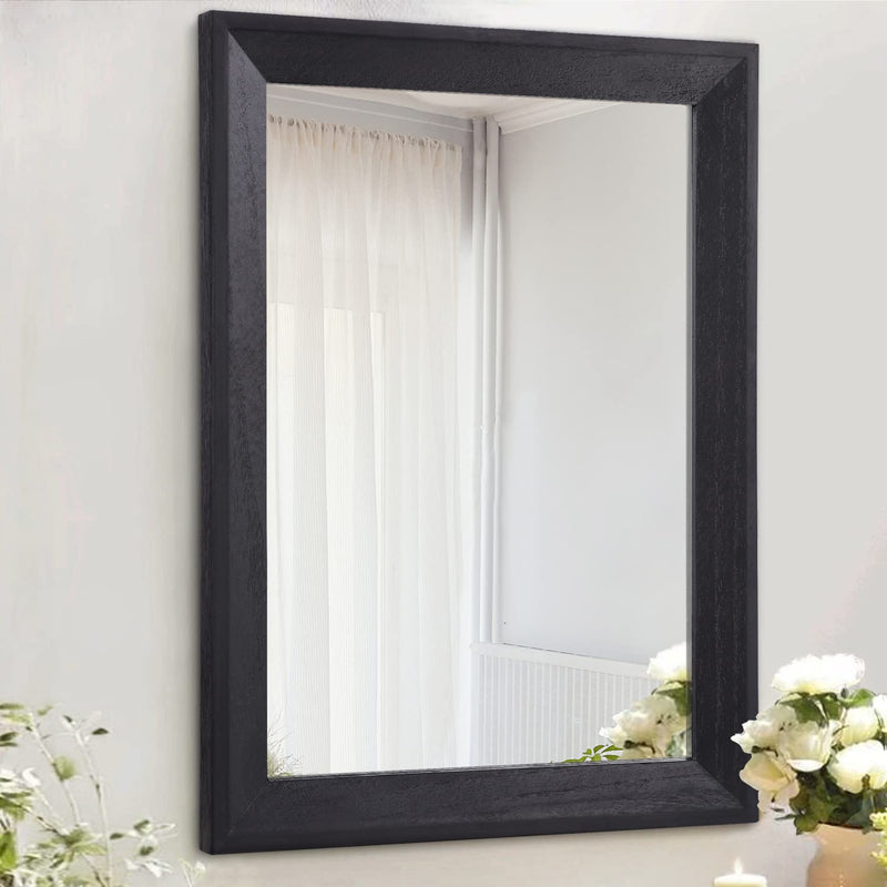 Wall Mirror Black Rectangle Rustic Wood Mirror Decorative Hanging Mirror For B