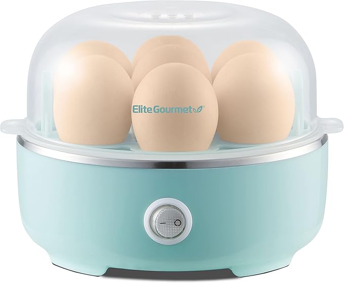 Easy Egg Cooker Electric 7-Egg Capacity, Soft, Medium, Hard-Boiled Egg Cooker with Auto Shut-Off, Measuring Cup Included, BPA Free, Retro Mint
