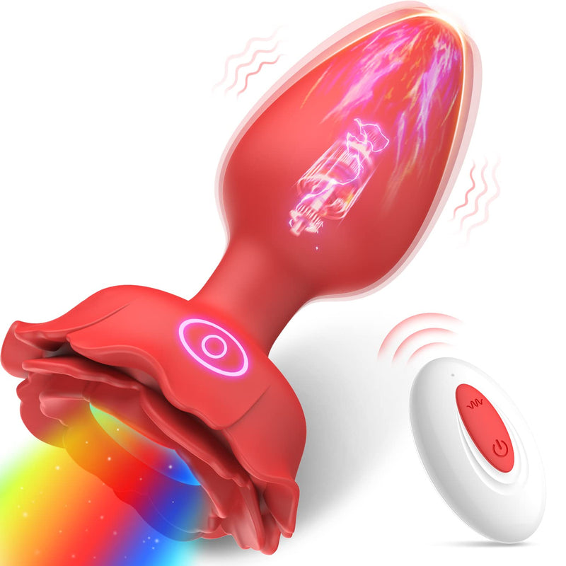 Anal Plug Rose Vibrator Couples Sex Toys For Women, Vibrating Butt Plug With 10 Vibrations Adult Toys, Women Sex Toys Anal Vibrators Rose Sex Toy, Light Up Anal Toys Adult Sex Toys & Games