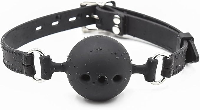 Adjustable Silicone Breathable Ball Gag for Adult Bondage Restraint Play (Black)
