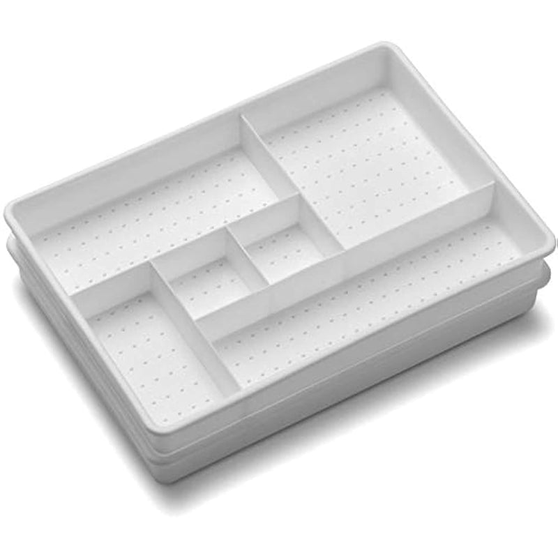 Set Of 2 Plastic 6-Compartment Drawer Organizer Gadget Trays, Multipurpose Stora