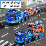 Toddler Car Truck Toys For Kids Boys Ages 3-5, 10-In-1 Foldable Carrier Space Truck Toys With Lights & Sounds And 9 Race Cars, Birthday Gift For 3 4 5 6 7 8 Years Old Boys Girls