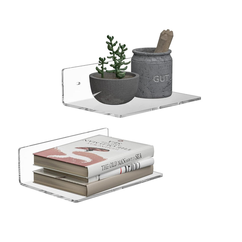 9 Inch Clear Wall Shelf, Acrylic Small Floating Shelf For Wall, Home Wall Disp