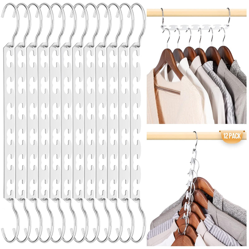 Closet Organizers And Storage Space Saving Hangers 12 Pack Stainless Steel Magic