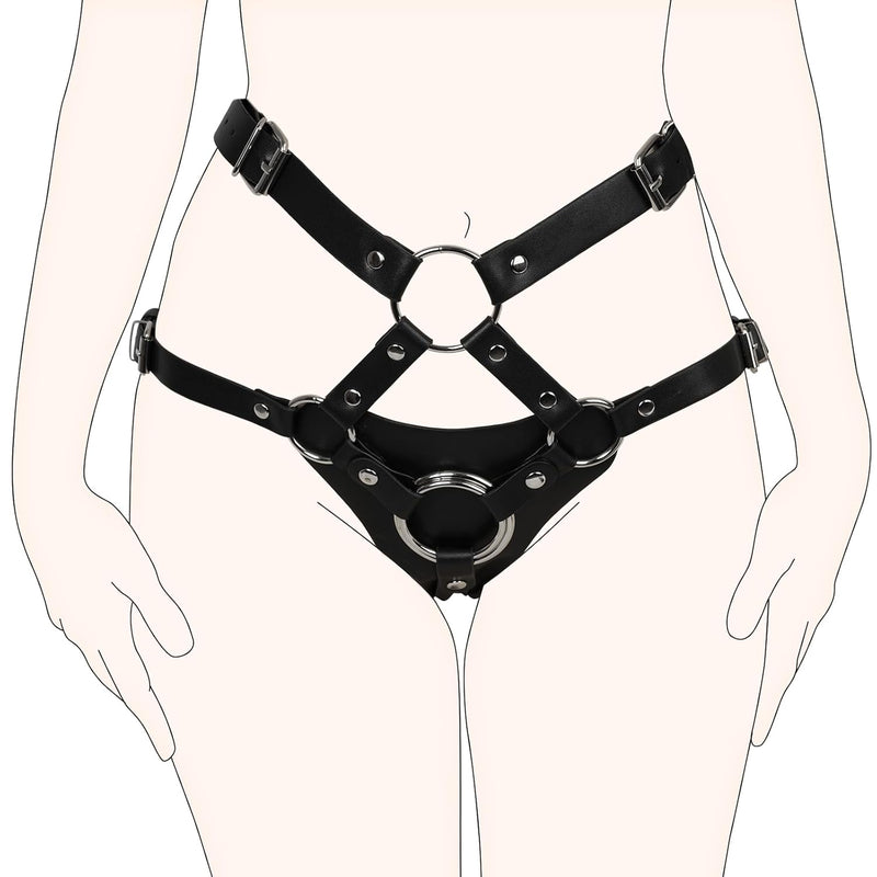 Strap On Harness For Women Lesbians Pegging Men, High Waisted Bdsm Hip Bondage Sex Restraints Strapon Dildo Leather Strap Belt Toy For Couple Gay Sissy Pleasure, Black