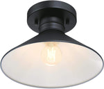 6112900 Watts Creek 11 Inch Rustic/Arts & Crafts One-Light Outdoor Semi Flush Mount Ceiling Light, Dark Sky Friendly, Textured Black Finish