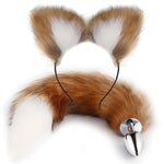 Fox Tail Anal Plug Set with Cat Ears Headband for SM and Cosplay