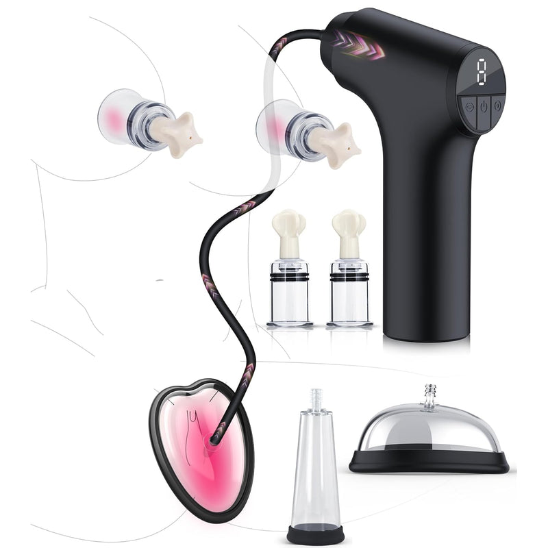 Electric Pussy Pump Nipple Suckers Sex Toy Kit, Bdsm Toys Automatic Clitoral Pump Vagina Pumps With 9 Suction Modes, Female Sex Toys Clit Sucker Sexual Pleasure Tools For Women Couples 4 Cups Included