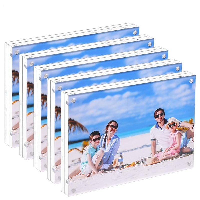 5 Pack Acrylic Picture Frame 5X7 Clear Double Sided Magnetic Picture Frameless