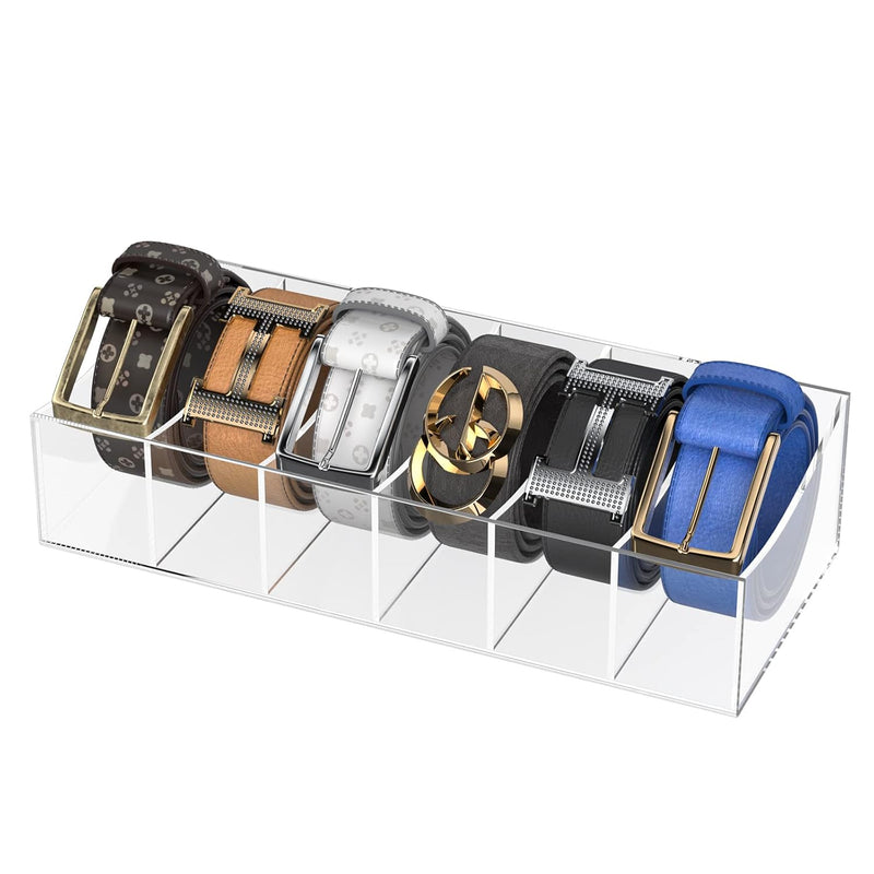 Belt Organizer, Acrylic Belt Storage Holder For The Closet And Drawer, 6 Compart