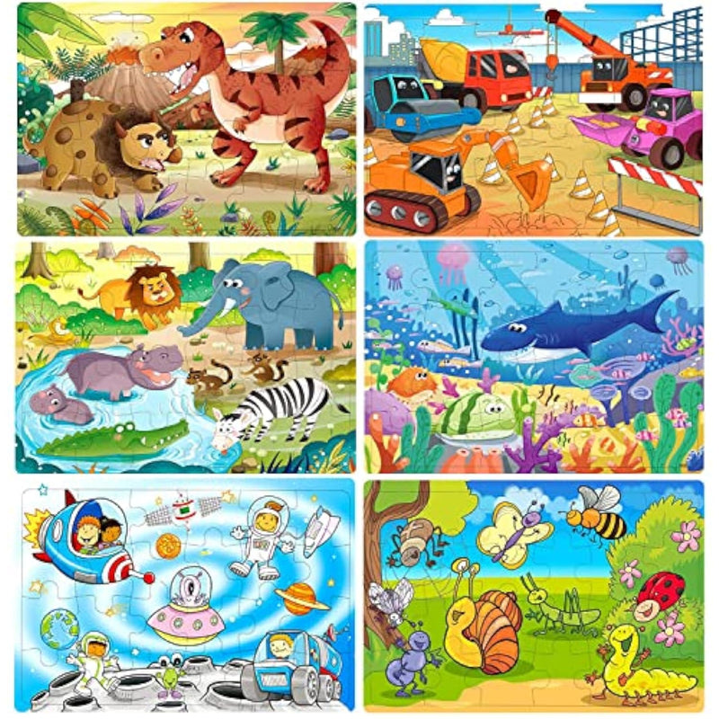 Puzzles For Kids Ages 3-5, 24 Piece Colorful Wooden Puzzles For Toddler Children Learning Educational Puzzles Toys For Boys And Girls (6 Packs)