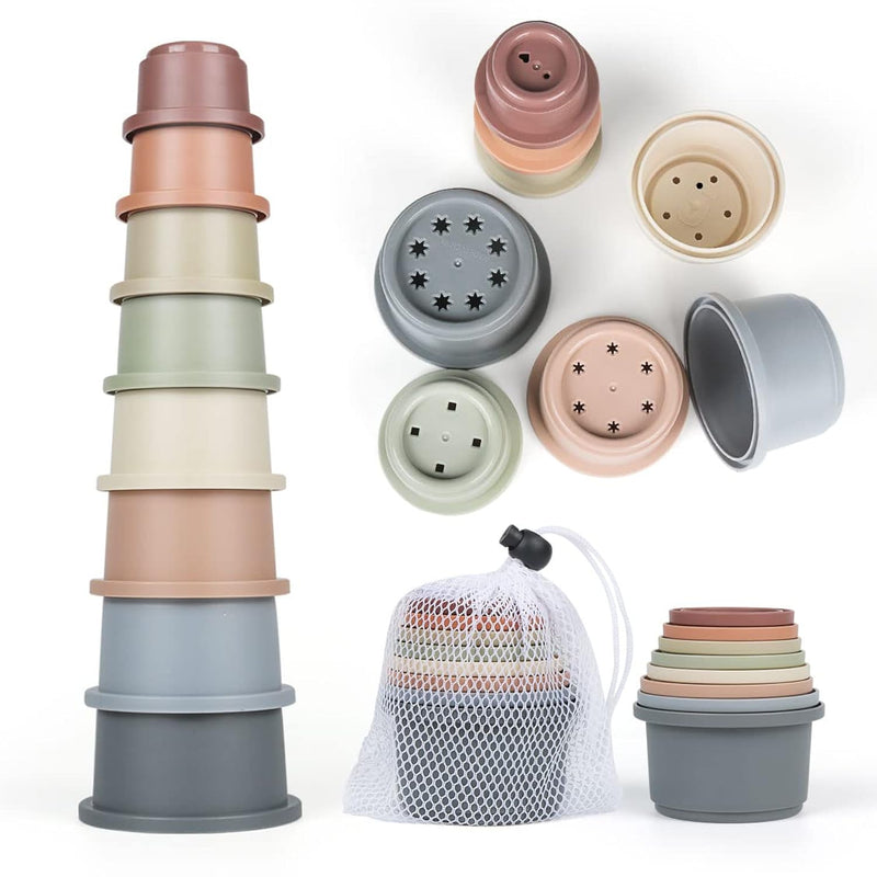 Stacking Cups Baby Toy 6 12 Months, Toddler Nesting Cups Set For Boys And G