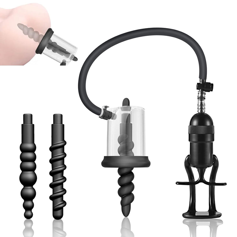 Anal Plug With Vacuum Pump, Manual Anus Enlarger With Putt Plug, Nipple Sucker Sucking Massage Stimulator, Anus Suction Cup, Butt Plug Masturbator, Anal Training Sm Adult Sex Toys