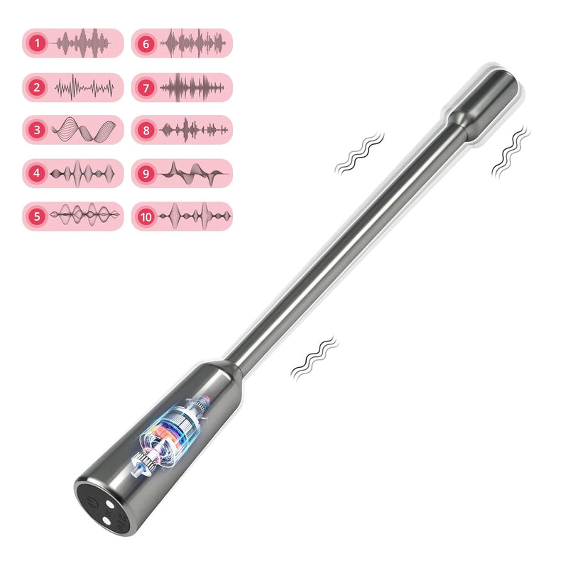 Vibrating Urethral Sound Stainless Steel Penis Plug With 10 Vibration Modes And Safety Top Waterproof Rechargeable Adult Sex Toys For Men Urethral Masturbation Stimulation
