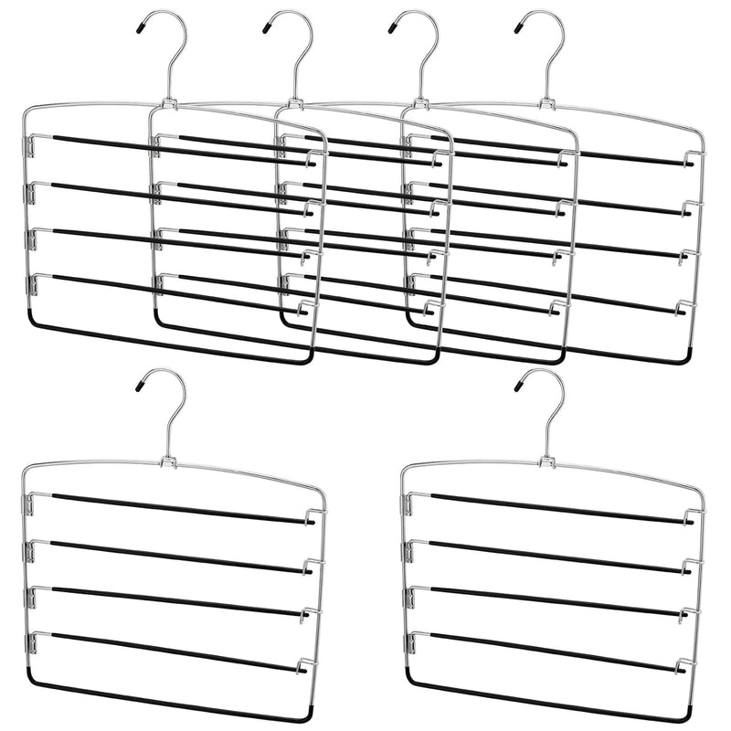 6 Pack Pants Hangers Non Slip Space Saving Pants Hangers 5 Layers Stainless Stee